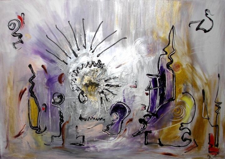 Картина под названием "Le sens caché" - Muriel Cayet, Подлинное произведение искусства, Акрил Установлен на Деревянная рама…