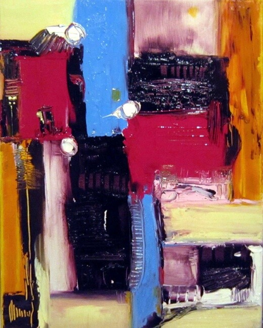 Peinture intitulée "Balcons-riviera" par Muriel Cayet, Œuvre d'art originale, Huile