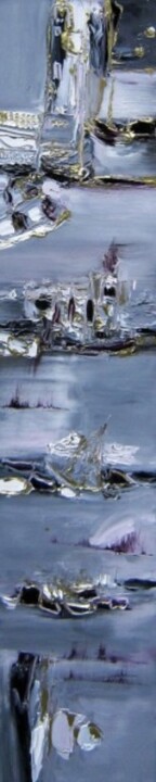 Peinture intitulée "Marine en gris" par Muriel Cayet, Œuvre d'art originale