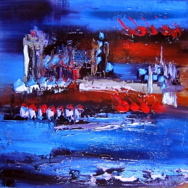 Peinture intitulée "Les coques rouges" par Muriel Cayet, Œuvre d'art originale, Huile