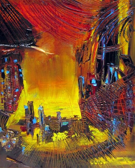 Painting titled "Opera City" by Muriel Cayet, Original Artwork