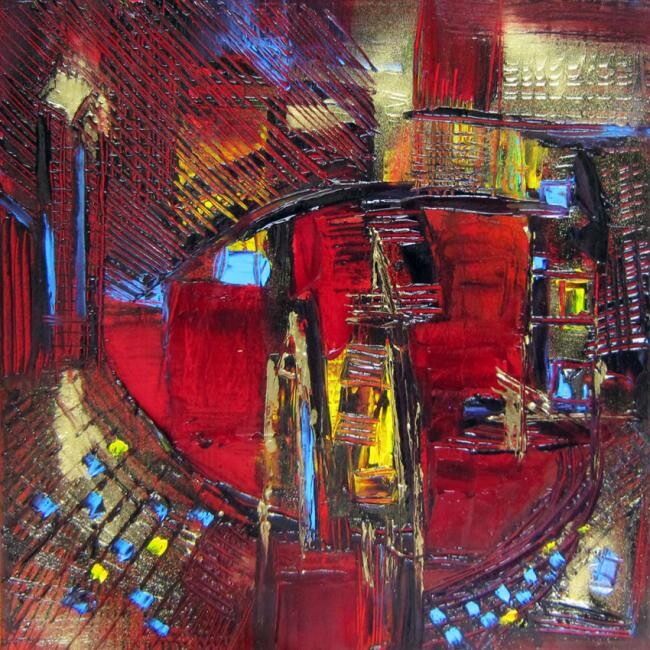 Peinture intitulée "Central Station" par Muriel Cayet, Œuvre d'art originale, Huile
