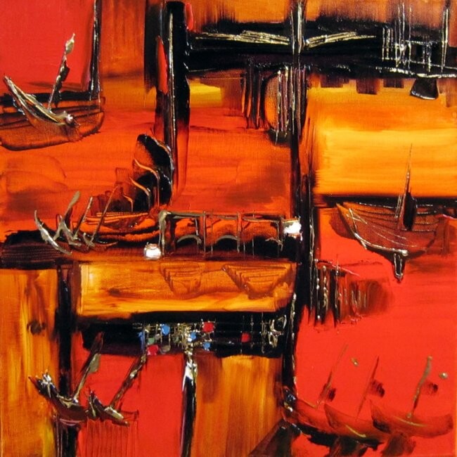 Peinture intitulée "Havre les Cases" par Muriel Cayet, Œuvre d'art originale, Huile