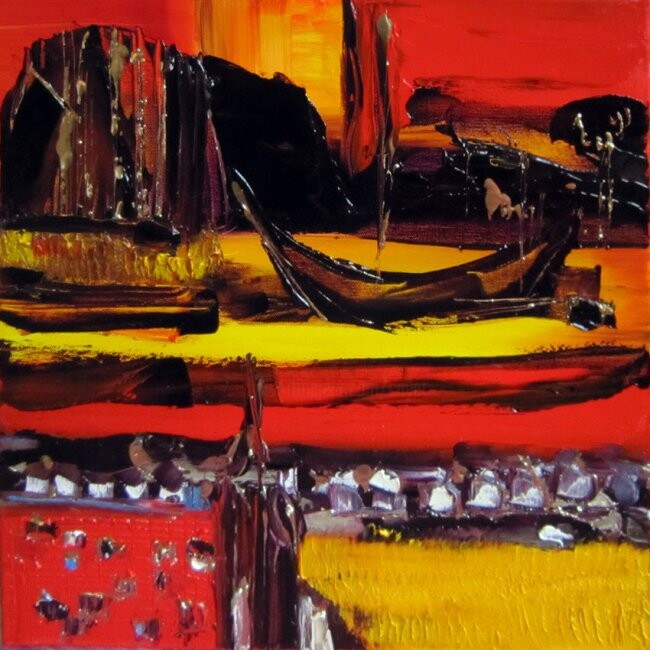 Malerei mit dem Titel "Au pays des éléphan…" von Muriel Cayet, Original-Kunstwerk