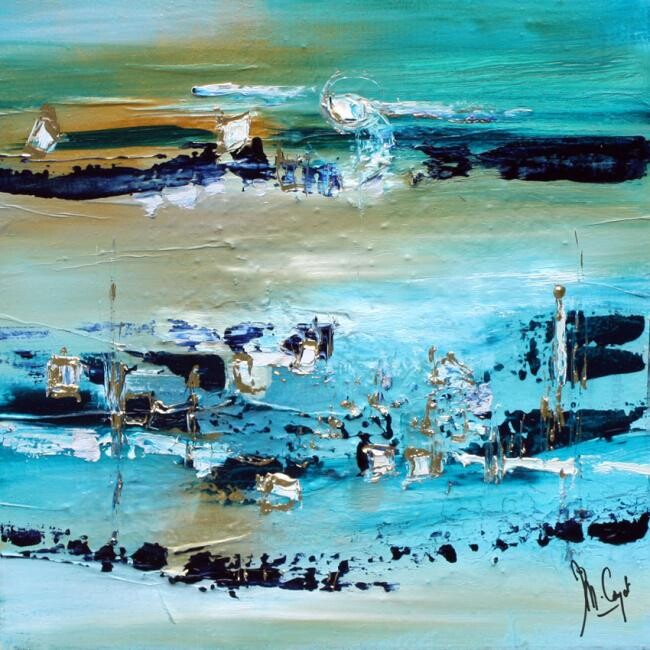 Peinture intitulée "Du haut de la dune" par Muriel Cayet, Œuvre d'art originale, Huile