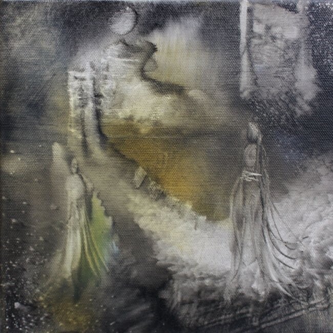 Peinture intitulée "Reine en partance" par Muriel Cayet, Œuvre d'art originale