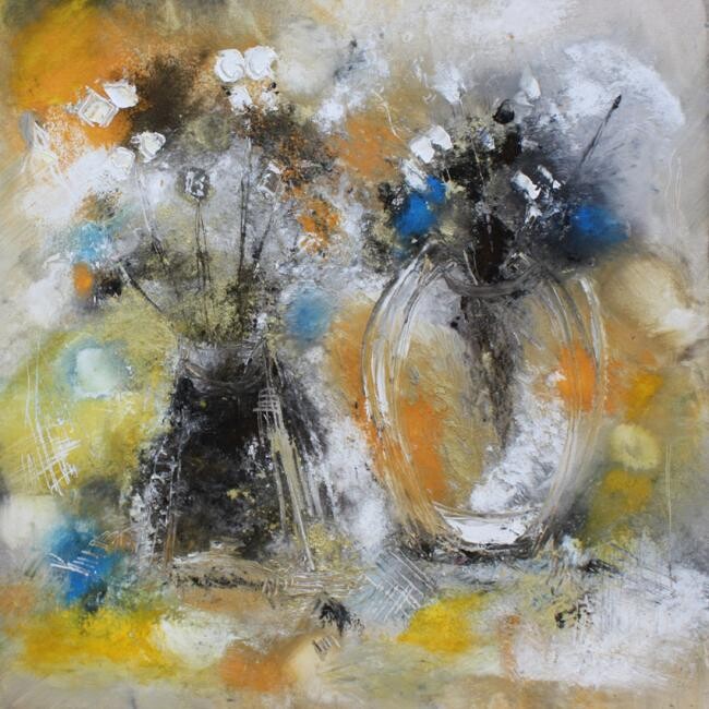 Peinture intitulée "Les fleurs blanches" par Muriel Cayet, Œuvre d'art originale, Huile
