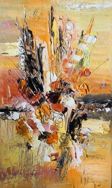 Painting titled "Fleurs du matin" by Muriel Cayet, Original Artwork