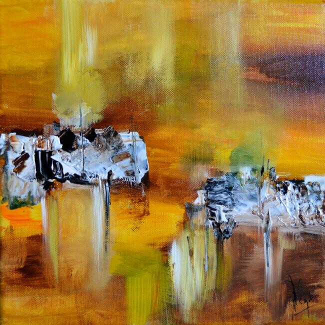 Painting titled "Ocre marine II" by Muriel Cayet, Original Artwork