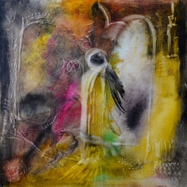 Peinture intitulée "L'esprit de l'oiseau" par Muriel Cayet, Œuvre d'art originale