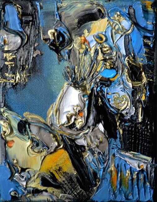 Peinture intitulée "Fleurs à l'accordéon" par Muriel Cayet, Œuvre d'art originale