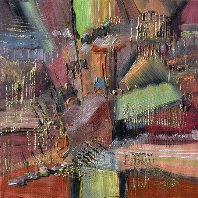 Malerei mit dem Titel "Grain gris et rayon…" von Muriel Cayet, Original-Kunstwerk, Öl