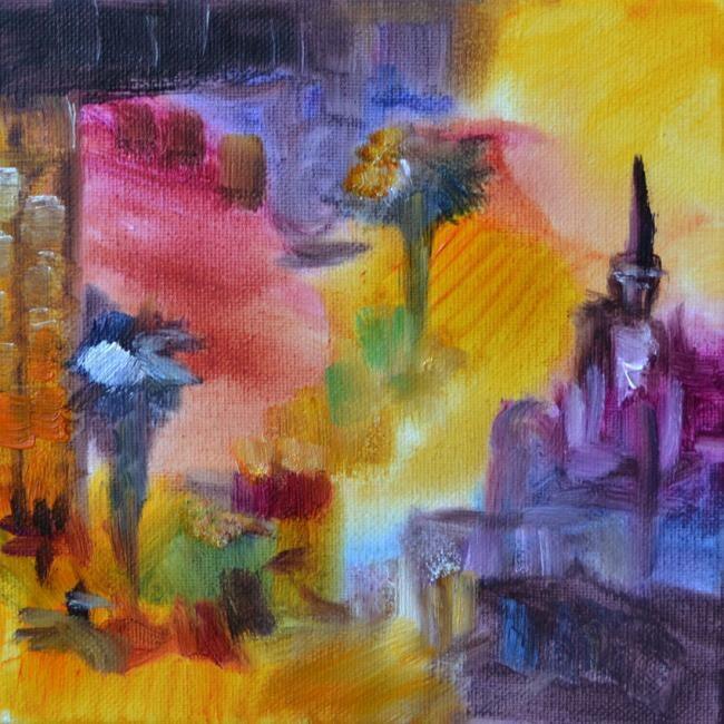 Painting titled "Auvent de Provence" by Muriel Cayet, Original Artwork, Oil