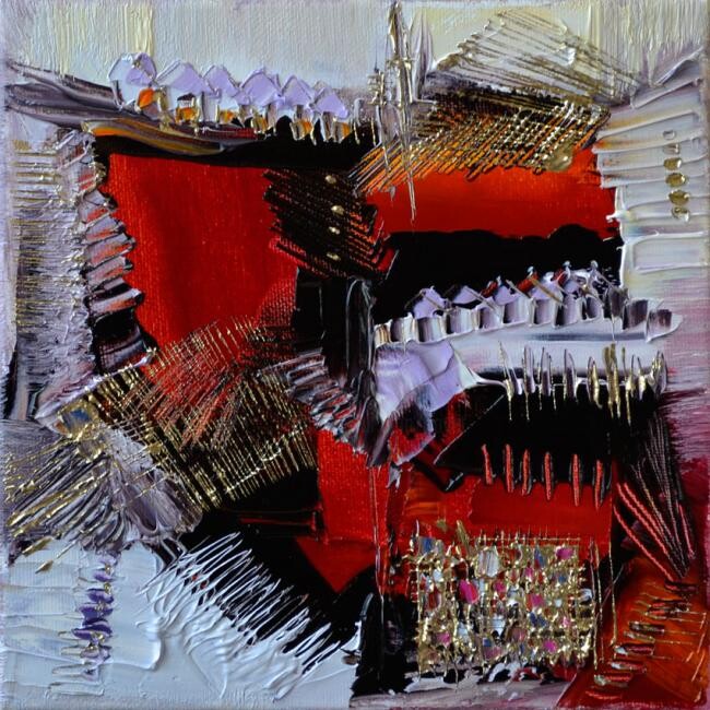 Painting titled "Red tremor" by Muriel Cayet, Original Artwork, Oil