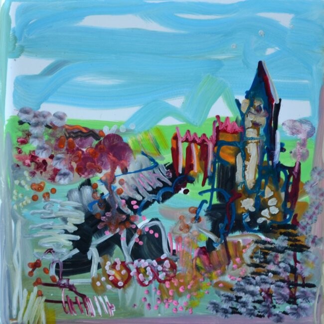 Pittura intitolato "Sweet village II" da Muriel Cayet, Opera d'arte originale