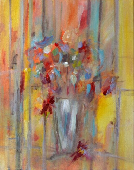 Pintura intitulada "Le vase jaune" por Muriel Cayet, Obras de arte originais