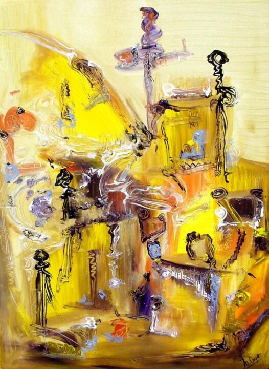 Peinture intitulée "L'atelier de soin -…" par Muriel Cayet, Œuvre d'art originale