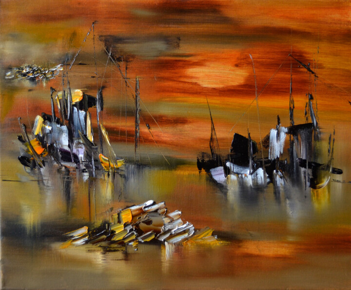 Painting titled "Le ciel bohémien" by Muriel Cayet, Original Artwork