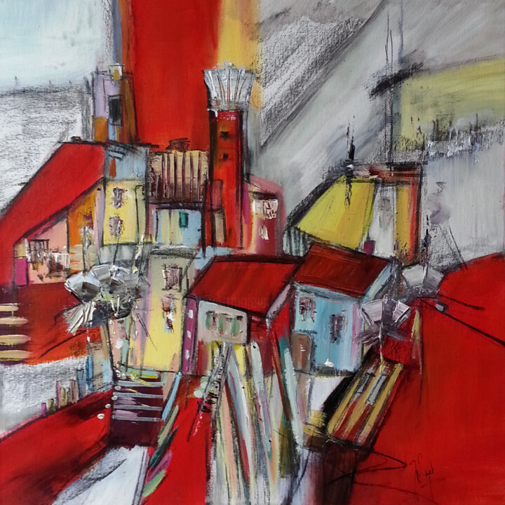 Peinture intitulée "Rue des Terre-Neuvas" par Muriel Cayet, Œuvre d'art originale, Acrylique