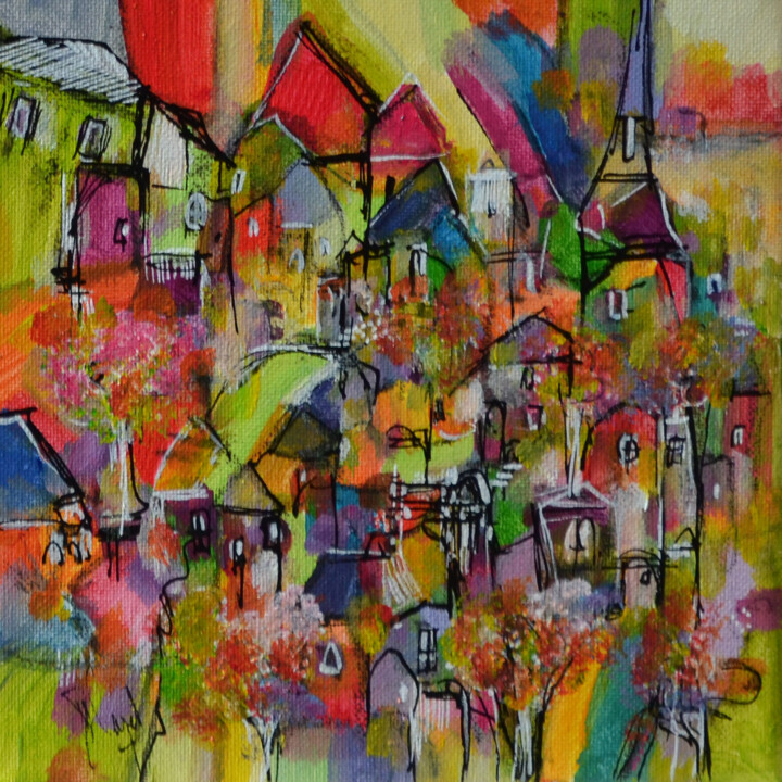 Painting titled "Saint-Dominique" by Muriel Cayet, Original Artwork, Acrylic