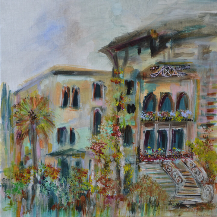 Peinture intitulée "La maison de Rapallo" par Muriel Cayet, Œuvre d'art originale, Acrylique