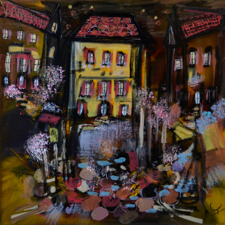 Peinture intitulée "Maison d'hôtes" par Muriel Cayet, Œuvre d'art originale, Acrylique