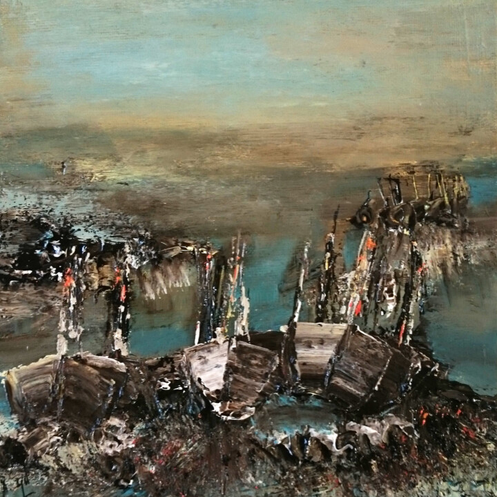Malerei mit dem Titel "Forts de leur passé" von Muriel Cayet, Original-Kunstwerk, Acryl