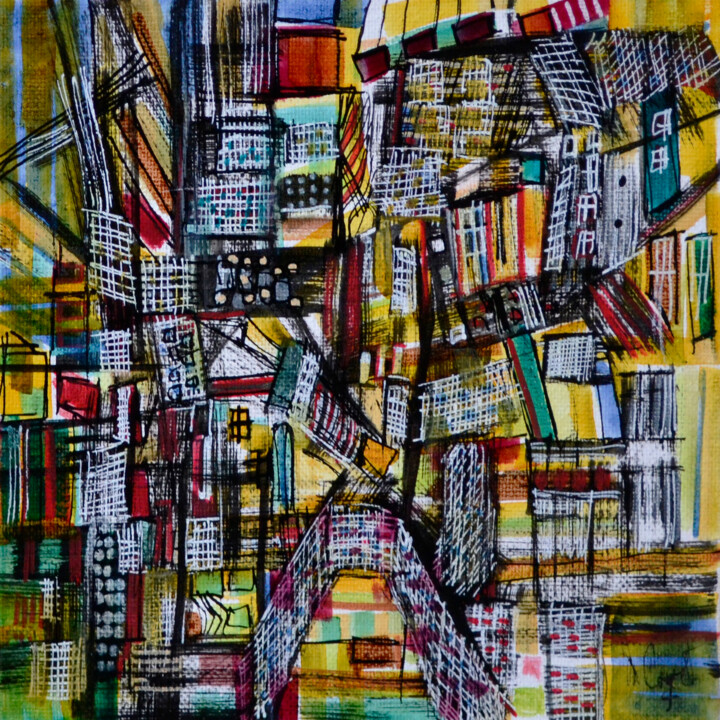Картина под названием "Crosament" - Muriel Cayet, Подлинное произведение искусства, Акрил