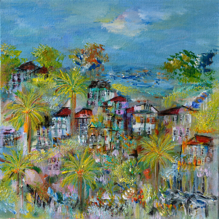 Malerei mit dem Titel "La porte des tropiq…" von Muriel Cayet, Original-Kunstwerk, Acryl