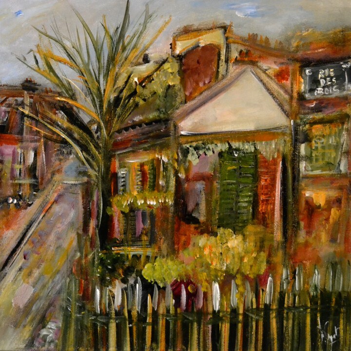 Painting titled "Rue des Bois" by Muriel Cayet, Original Artwork, Acrylic