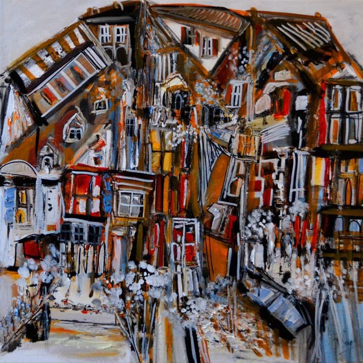 Peinture intitulée "Place des conversat…" par Muriel Cayet, Œuvre d'art originale, Acrylique