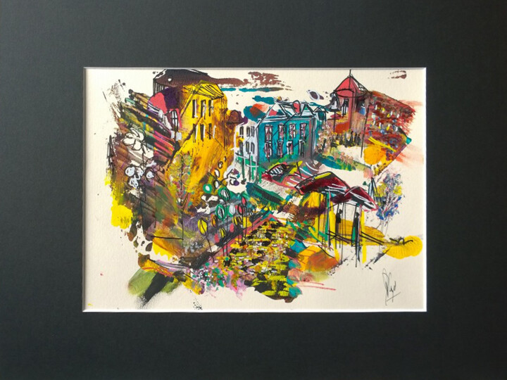 Peinture intitulée "Les échos de la rue" par Muriel Cayet, Œuvre d'art originale
