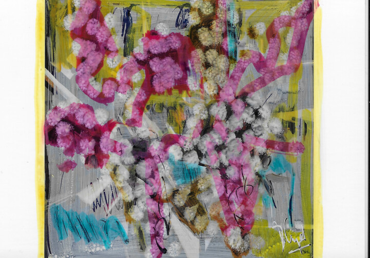 Painting titled "Fleurs en cascades" by Muriel Cayet, Original Artwork