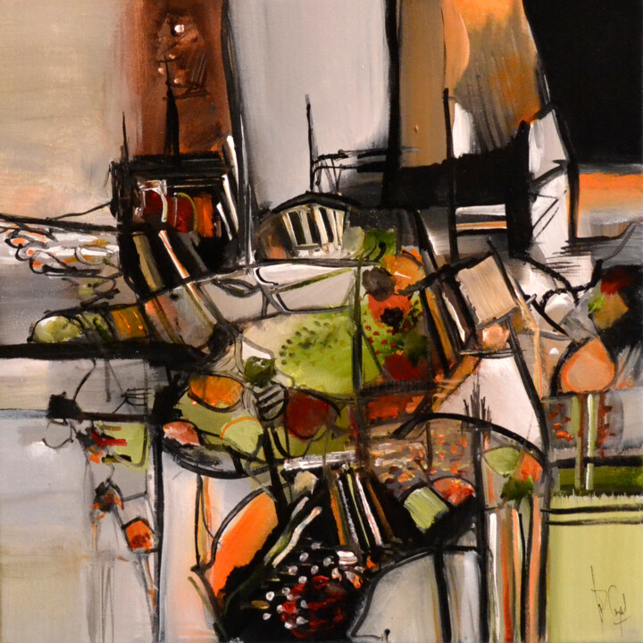 Malerei mit dem Titel "Une lente course" von Muriel Cayet, Original-Kunstwerk, Acryl