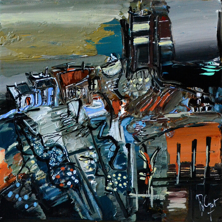 Schilderij getiteld "Le phare indigo" door Muriel Cayet, Origineel Kunstwerk, Acryl