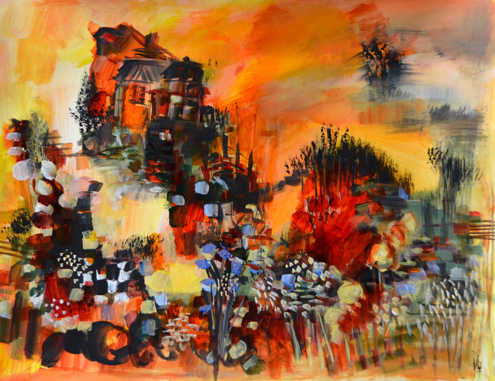 Malerei mit dem Titel "Un souffle sur la l…" von Muriel Cayet, Original-Kunstwerk, Acryl