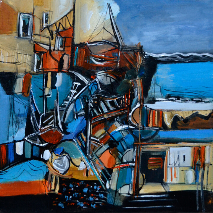 Peinture intitulée "Drive in balnéaire" par Muriel Cayet, Œuvre d'art originale, Acrylique