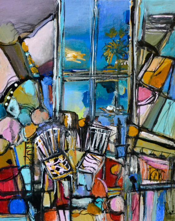 Malerei mit dem Titel "Voyager les îles -…" von Muriel Cayet, Original-Kunstwerk, Acryl