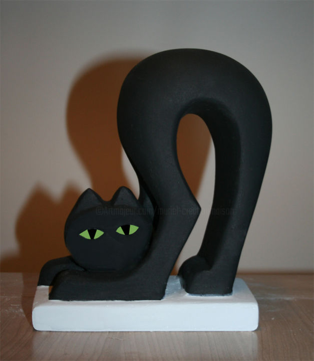 Sculpture Chat Noir Sculpture Chat Chat Blanc Escultura Por Muriel Cachoulet Artmajeur