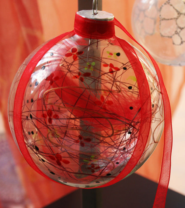 Boule De Noël En Verre Rouge 10 Cm Painting By Muriel