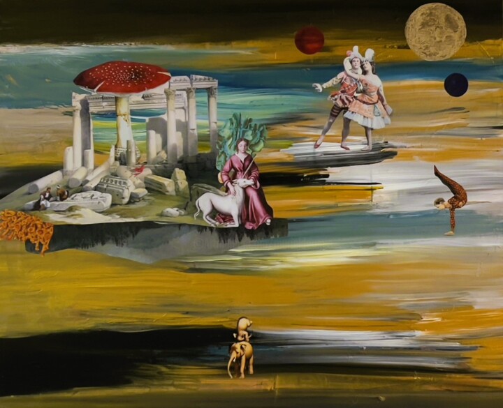 Pittura intitolato "Rêveries sur les Ri…" da Muriel Deumie, Opera d'arte originale, Acrilico Montato su Telaio per barella i…