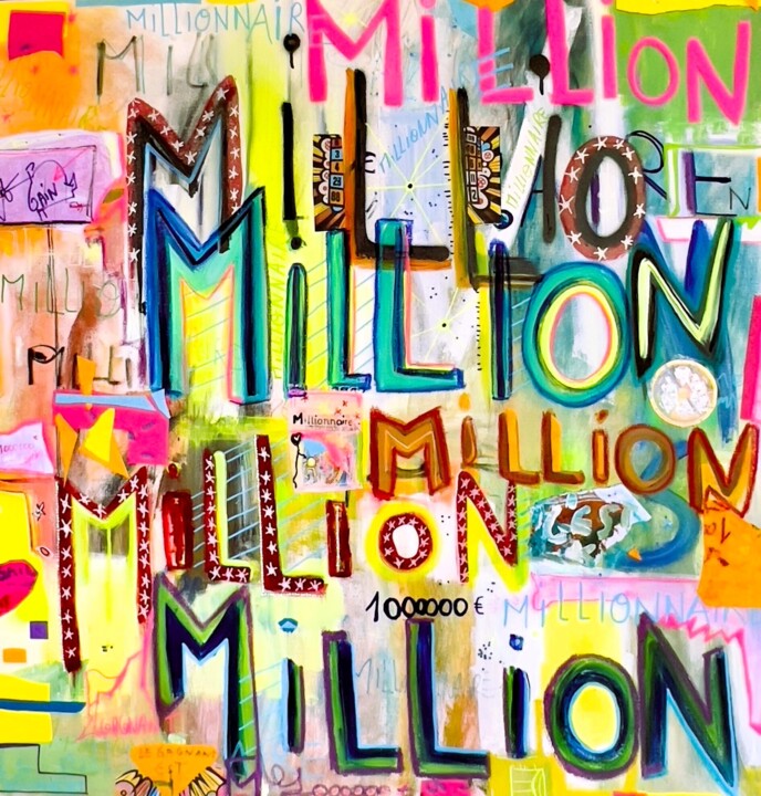 Painting titled "Million" by Muriel Deumie, Original Artwork, Acrylic Mounted on Wood Stretcher frame
