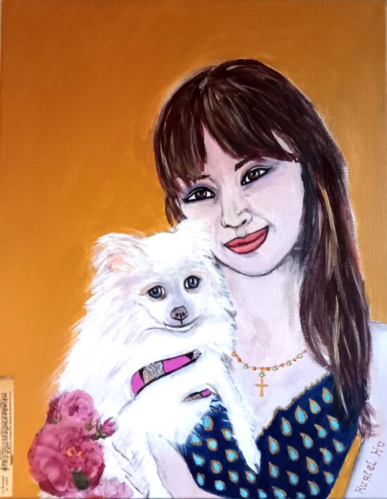 Painting titled "Jade et Rubis" by Muriel Ho Paintings, Original Artwork, Acrylic Mounted on artwork_cat.