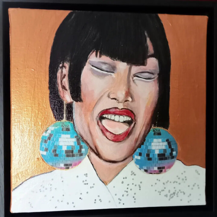 Painting titled "Boules à facettes" by Muriel Ho Paintings, Original Artwork, Acrylic Mounted on Wood Stretcher frame