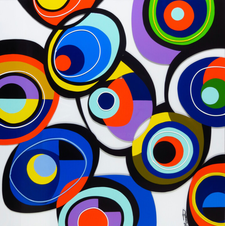 Malerei mit dem Titel "Bubbles - Sur plexi…" von Muriel Matt, Original-Kunstwerk, Acryl