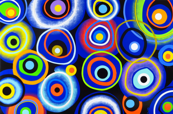 Pittura intitolato "Bubbles" da Muriel Matt, Opera d'arte originale, Acrilico