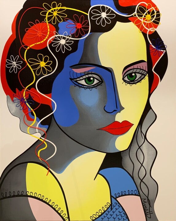 Peinture intitulée "Blooming Girl" par Muriel Matt, Œuvre d'art originale, Acrylique