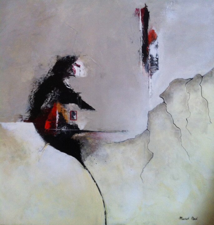 Schilderij getiteld "Derrière la montagne" door Muriel Paul, Origineel Kunstwerk, Olie