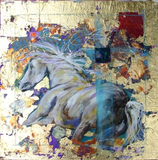 Peinture intitulée "somnium_equi_rougec…" par Muriel Favrin, Œuvre d'art originale,