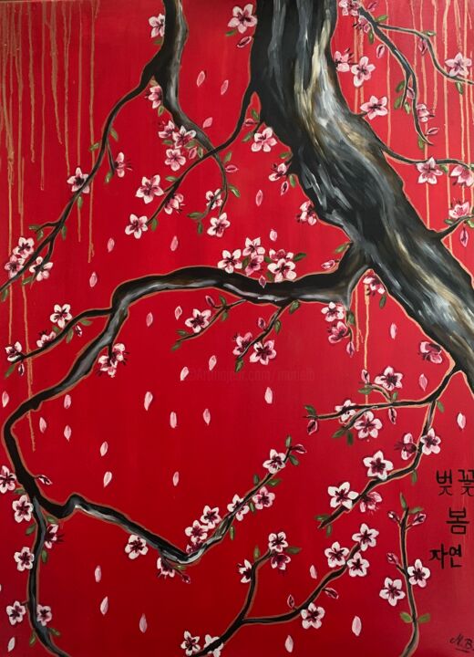 Peinture intitulée "Sakura" par Muriel Besson-Braem, Œuvre d'art originale, Huile